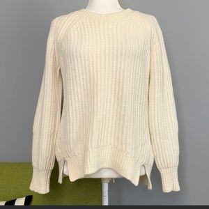 Everlane White Wool Knit Crew Neck Sweater Medium